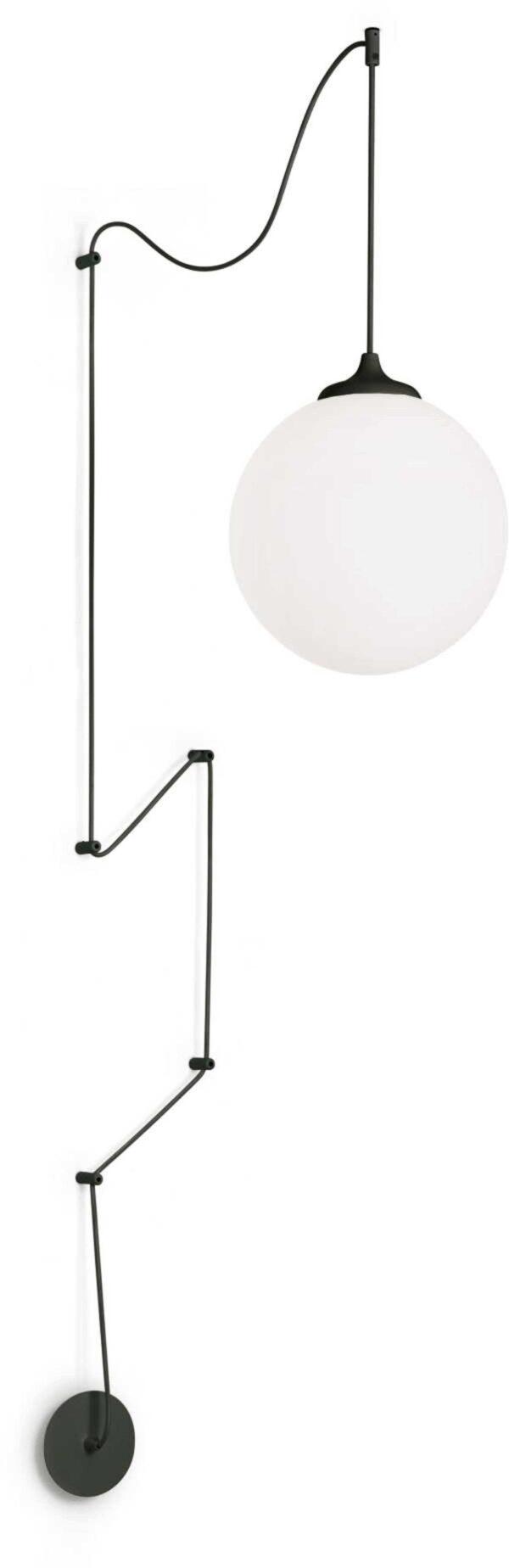 Boa Pendel Lampe E27 Max 1 X 60w E27 Sort Metal Glas Stof ø300xhmin480 Max12000mm Fra Ideal Lux - 8021696160856