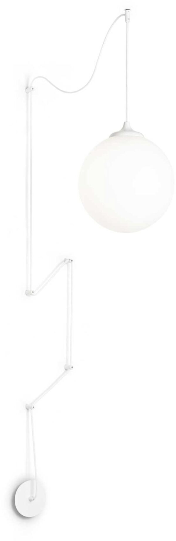 Boa Pendel Lampe E27 Max 1 X 60w E27 Hvid Metal Glas Stof ø300xhmin480 Max12000mm Fra Ideal Lux - 8021696160863