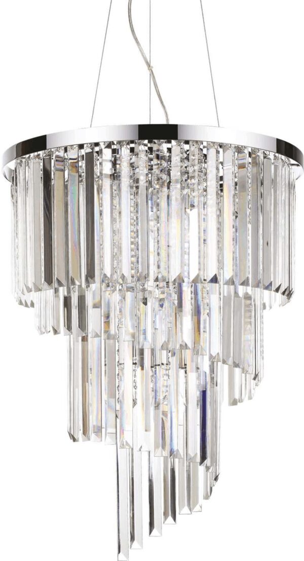 Carlton Pendel Lampe E14 Max 12 X 40w E14 Metal Glas Krom ø500xhmin750 Max2840mm Fra Ideal Lux - 8021696166247