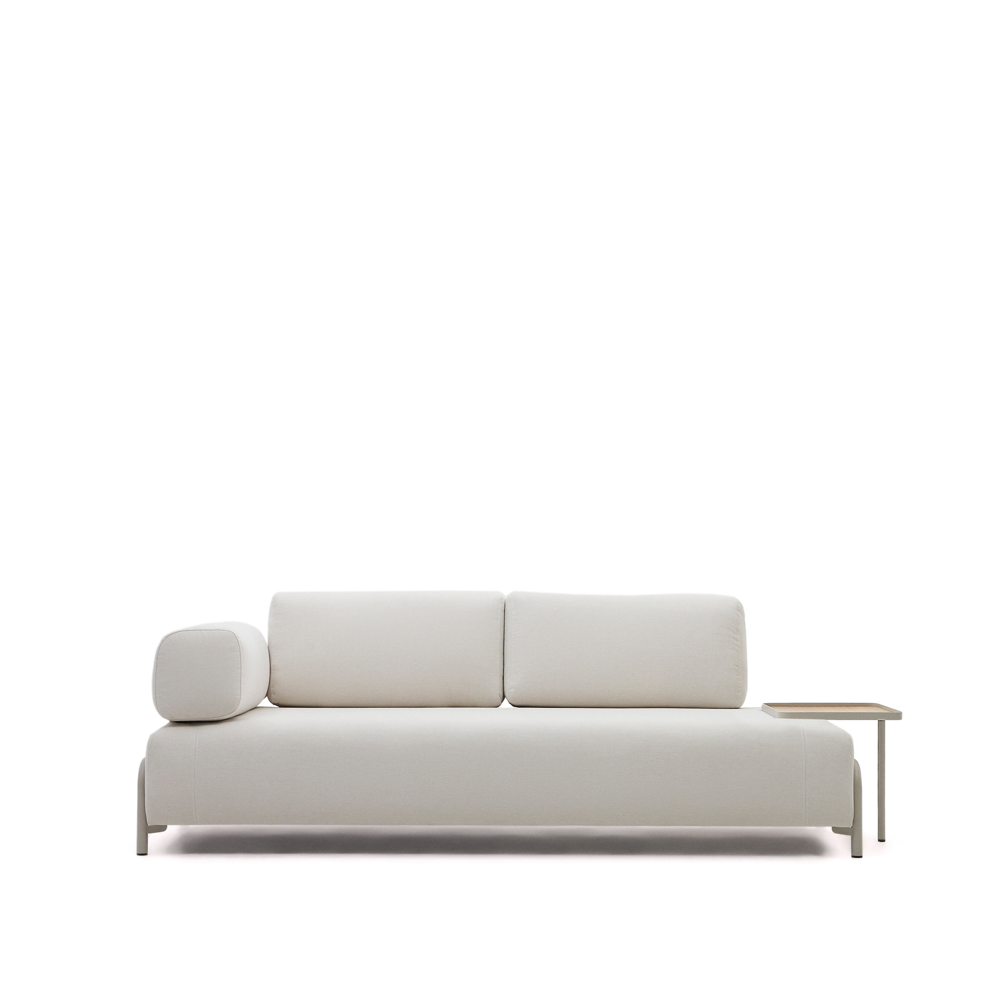 Kave Home Compo 3 Pers Sofa M Stor Bakke Beige Chenille Med Grå Metalstruktur 232cm Fra Kave Home - 8433840877624