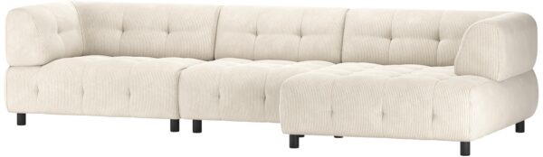 Louis Chaiselong Sofa Højrevendt Lysegrå Fløjl H73x120x334 Cm Fra Woood - 8714713205585