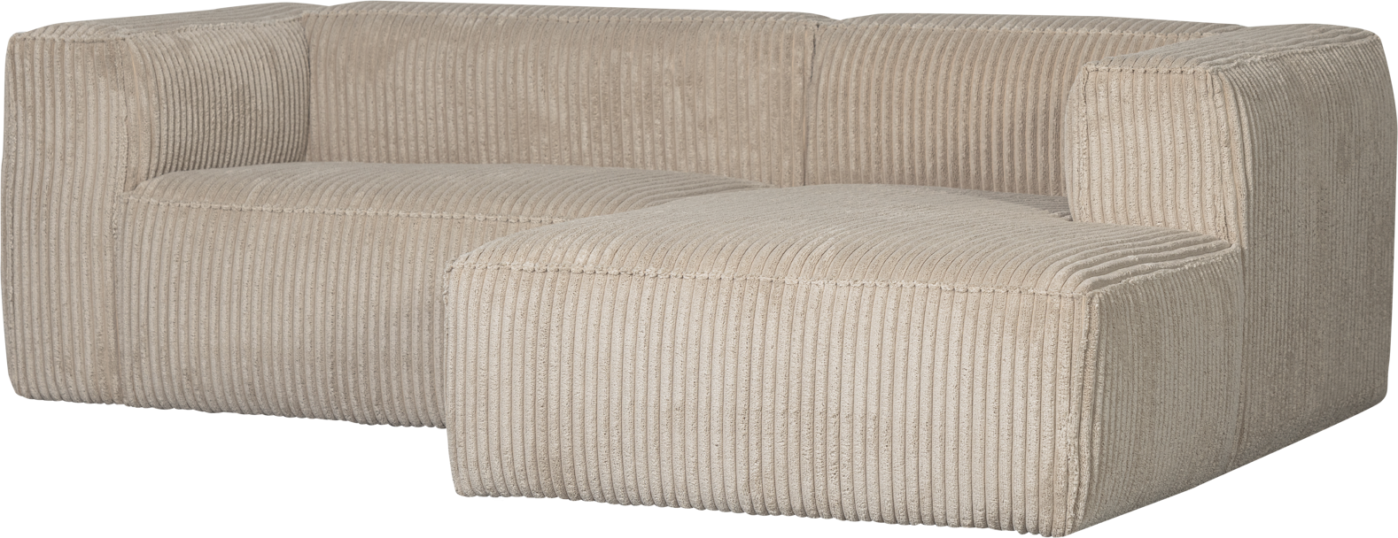 Bean Chaiselong Sofa Højrevendt Travertin H73x178x254 Cm Fløjl Fra Woood - 8714713200283