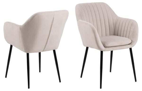 Act Nordic Emilia Spisebordsstol M Armlæn Sand Stof Og Sort Metal Fra Act Nordic - 5713941187789