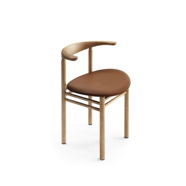 Linea Collection Rmt3 Spisebordsstol Asketræ Bejdset I Egetræsfarve Elmosoft 33004 Læder Fra Nikari