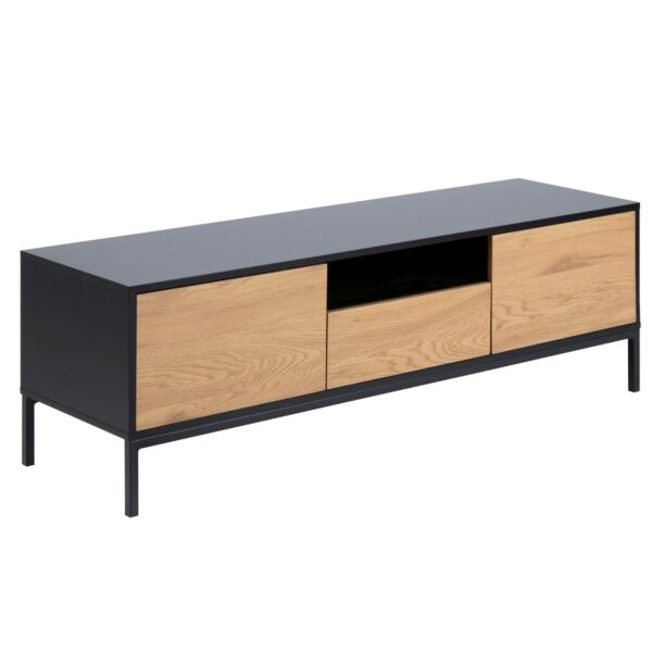 Act Nordic Seaford Tv Bord Natur Papir Vildeg Og Sort Mdf Metal M 2 Låger Og 1 Skuffe Fra Act Nordic - 5713941065230