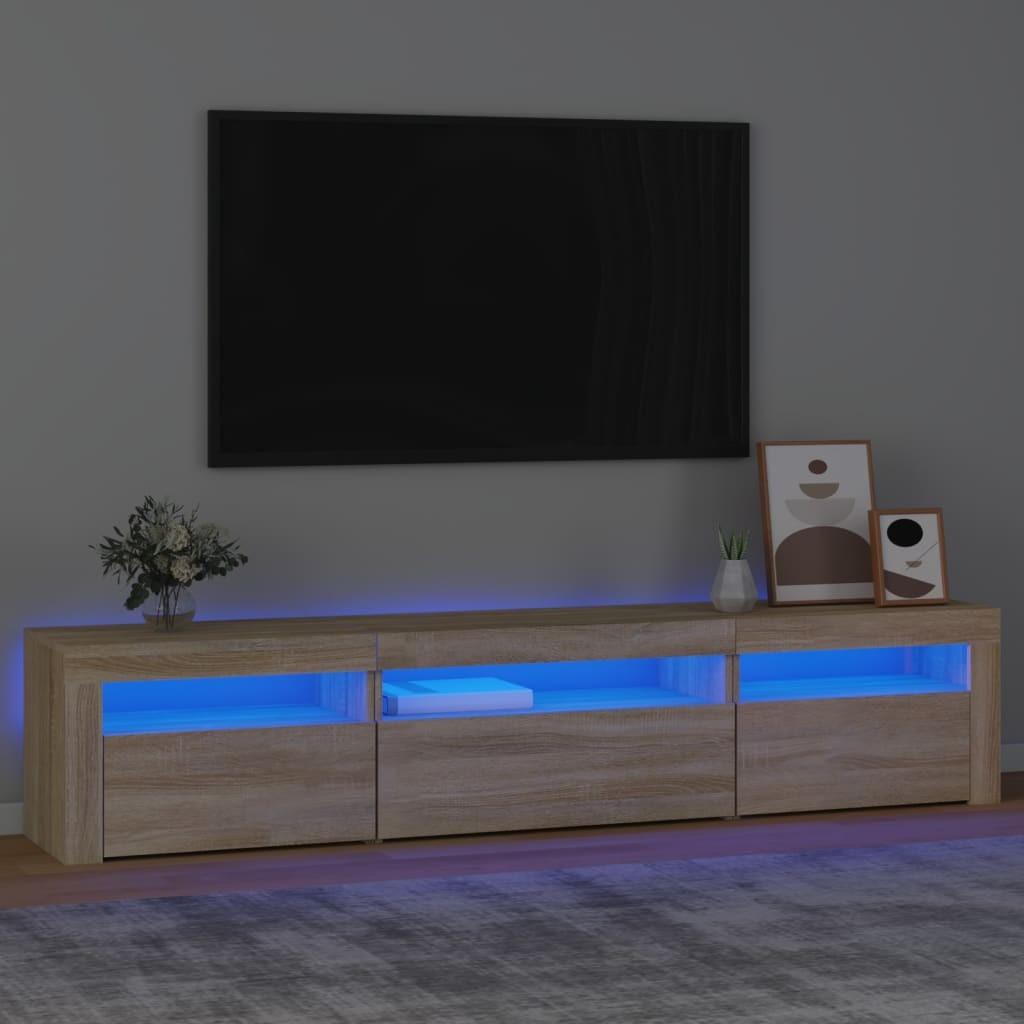 Tv Bord Med Led Lys 195x35x40 Cm Sonoma Eg Fra Boligcenter - 8720845648886