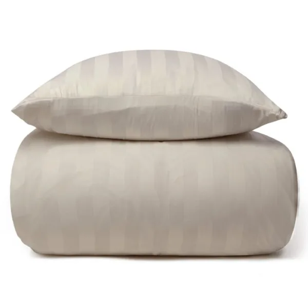 Bambus Sengetøj 140x220 Cm 100% Naturligt Bambus Sandfarvet Jacquardvævet Sengesæt Med Striber Fra Nordstrand Home - 5710348109307