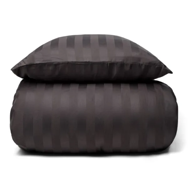 Bambus Sengetøj 100% Naturligt Bambus 140x200 Cm Gråt Jacquardvævet Sengesæt Med Striber Fra Nordstrand Home - 5710348109352