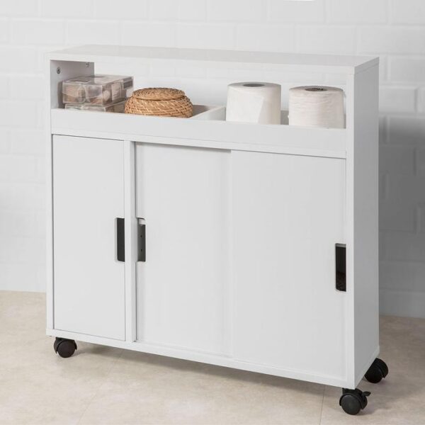 Pladsbesparende Og Praktisk Skab Med Hjul 20 X 71 X 70 Cm Hvid Fra Sobuy - 4251388603604