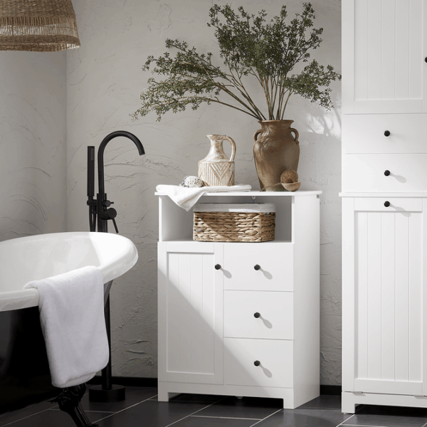Kommode Skab Til Badeværelset 60 X 33 X 86 Cm Hvid Fra Sobuy