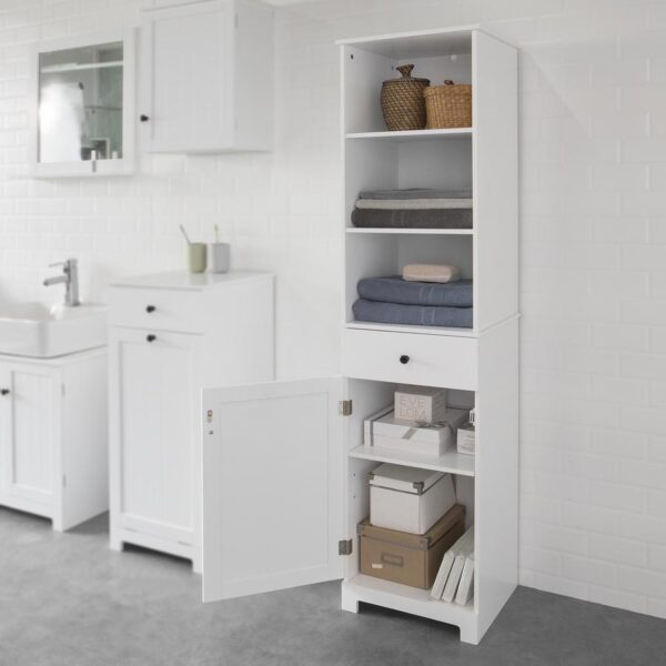 Skab Til Badeværelse 40 X 35 X 161 Cm Hvid Fra Sobuy - 4251388609149