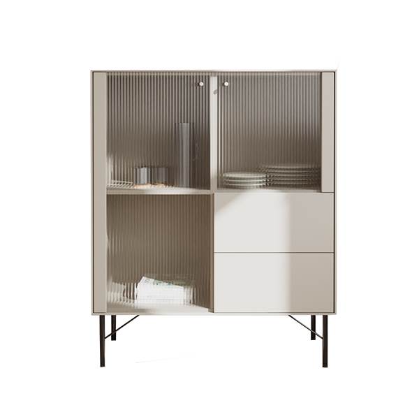 Skab På Ben Med 2 Glaslåger Og 2 Skuffer Fra Edge By Hammel