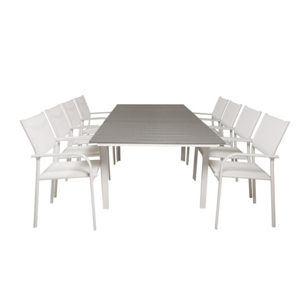 Venture Design Havesæt M Levels Bord M Udtræk Og 8 Santorini Stole M Armlæn Grå Aintwood Hvid Alu Fra Venture Design