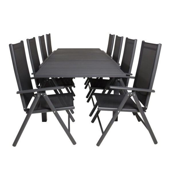Venture Design Havesæt M Marbella Bord M Udtræk Og 8 Break Stole M Recliner Sort Alu Textilene Fra Venture Design