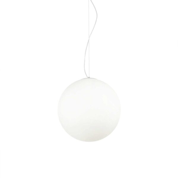 Pendel Lampe Mapa Bianco Hvid Glas ø40 Cm Justérbar Højde 46 255 Cm Fra Ideal Lux - 8021696032139