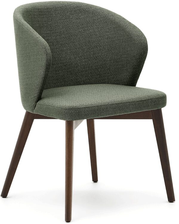Spisebordsstol Darice I Fsc Certificeret Bøgetræ Med Grøn Chenille Og Ergonomisk Armlæn Fra Kave Home - 8433840913445
