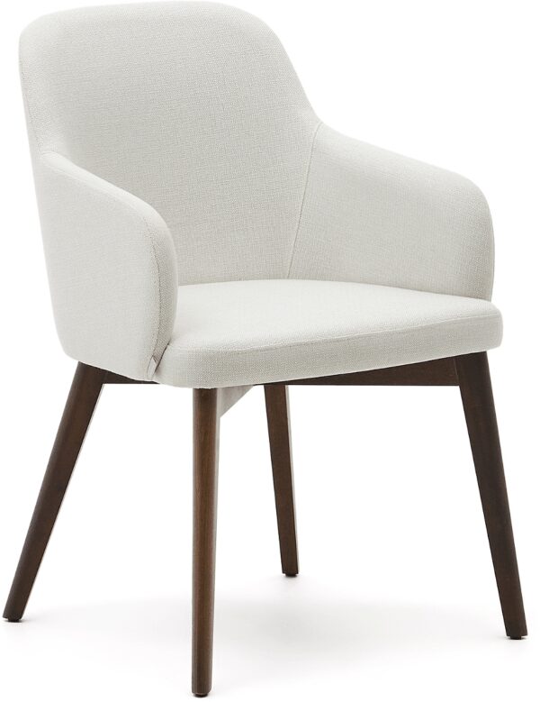 Spisebordsstol Med Armlæn Nelida Fsc Bøgetræ Polstret Chenille Beige Mørk Natur Fra Kave Home - 8433840926810