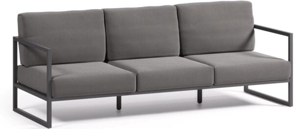 Udendørs 3 Personers Sofa Comova I Sort Aluminium Vejrbestandig Nordisk Loungesofa Med Oeko Tex ® Crevin Stof Fra Kave Home - 8433840783055