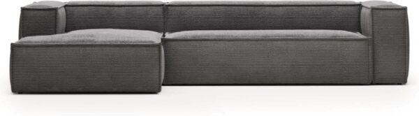 Chaiselong Sofa Venstrevendt Blok Fløjlssofa Grå 330x174x69 Cm Fra Kave Home - 8433840569970