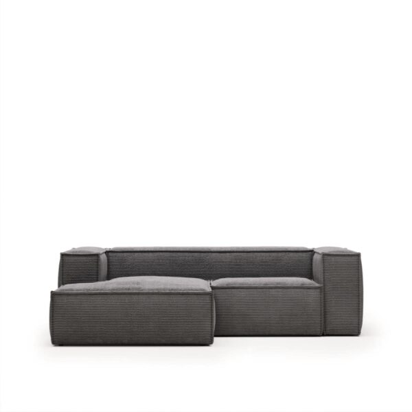 Chaiselong Sofa Venstrevendt Blok Fløjl Grå 240x174 Cm Fra Kave Home - 8433840570006