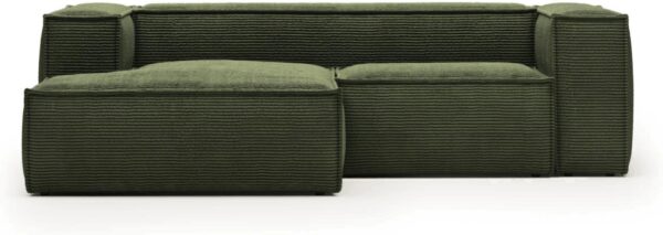 Chaiselong Sofa Blok Fløjl Grøn Venstrevendt 240x174 Cm Fra Kave Home - 8433840716596