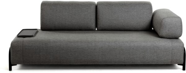 3 Personers Sofa Compo I Sort Polstret Stof Med Højre Armlæn Fra Kave Home - 8433840554419