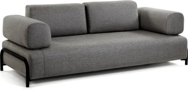 3 Personers Sofa Compo Sort Stof Nordisk Design Aftagelige Betræk Pletafvisende 232x98 Cm Fra Kave Home - 8433840554334