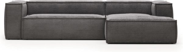 Chaiselong Sofa Blok Højrevendt Grå Ribstof Polstret 3 Pers 300x174x69 Cm Fra Kave Home - 8433840663463