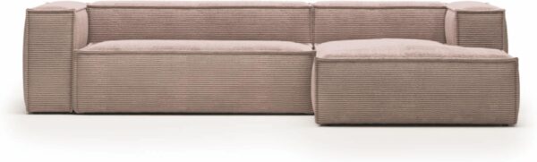 Chaiselong Sofa Højrevendt Blok Lyserød Corduroy Stofpolstret Komfortabel Med 400 Kg Bæreevne Bæredygtig Design Fra Kave Home - 8433840663470