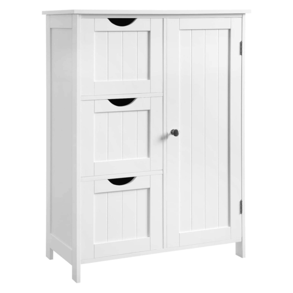 Gulvskab Med Skuffer Og Skab 60x30x81 Cm Hvid Fra Songmics