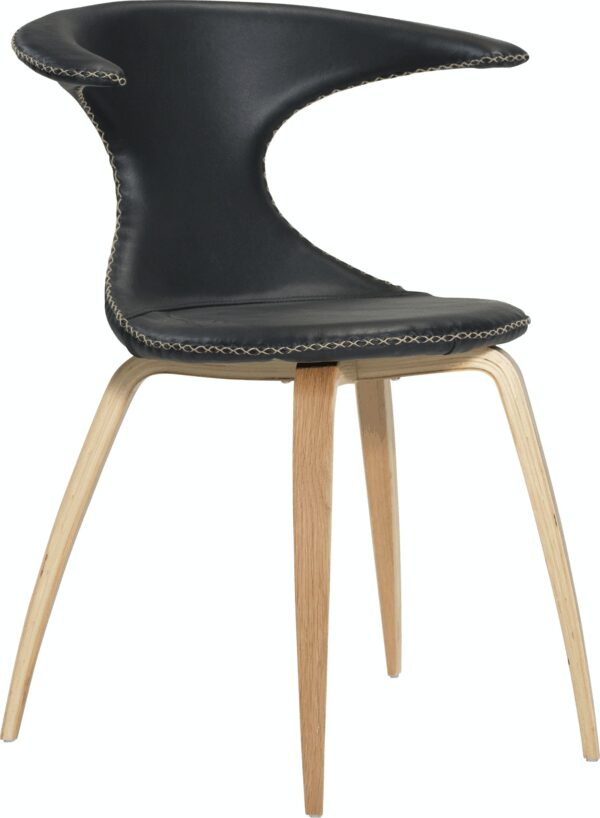 Spisebordsstol Flair Sort Læder & Egetræsben Moderne Nordisk Design Fra Dan Form Denmark - 5710172061246