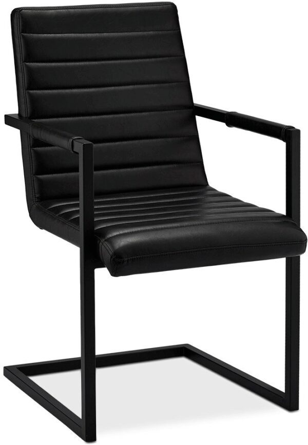 Spisebordsstol Med Armlæn Raymond & Hallmark Prior Sort Pu Læder & Metalben H93ã?b53ã?l66 Cm Fra Raymond & Hallmark
