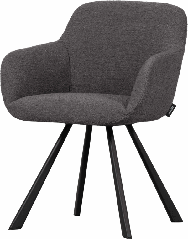 Spisebordsstol Juno Mellemgrå Bouclé Polyester Spisestuestol Med Armlæn Fra Woood - 8714713179480