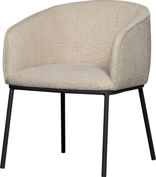 Spisebordsstol Leon Naturfarvet Bouclé Polstret Med Tubformet Design Og Konisk Metalbase Fra Woood - 8714713201464