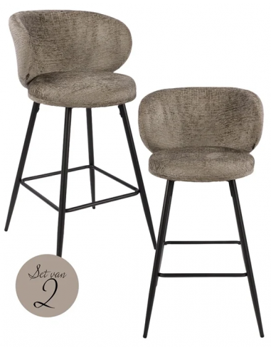 Sæt Med 2 X Mimi Barstol I Metal Og Polyester H104 Cm Sort Thyme Fusion Grøn Fra Richmond Interiors