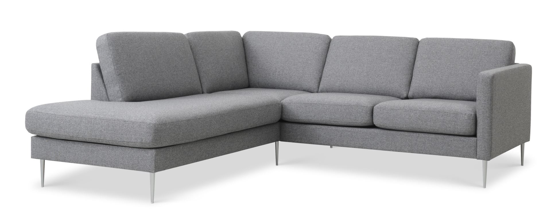 Ask Sæt 52 Lille Oe Sofa M Venstre Chaiselong Lys Granitgrå Polyester Stof Og Børstet Aluminium Fra Lexpo Living - 5715249015238