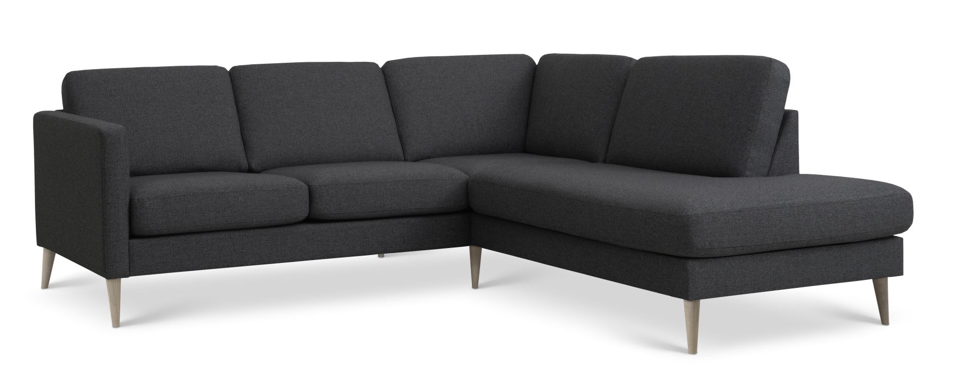 Ask Sæt 53 Lille Oe Sofa M Højre Chaiselong Antracitgrå Polyester Stof Og Natur Træ Fra Lexpo Living - 5715249015368
