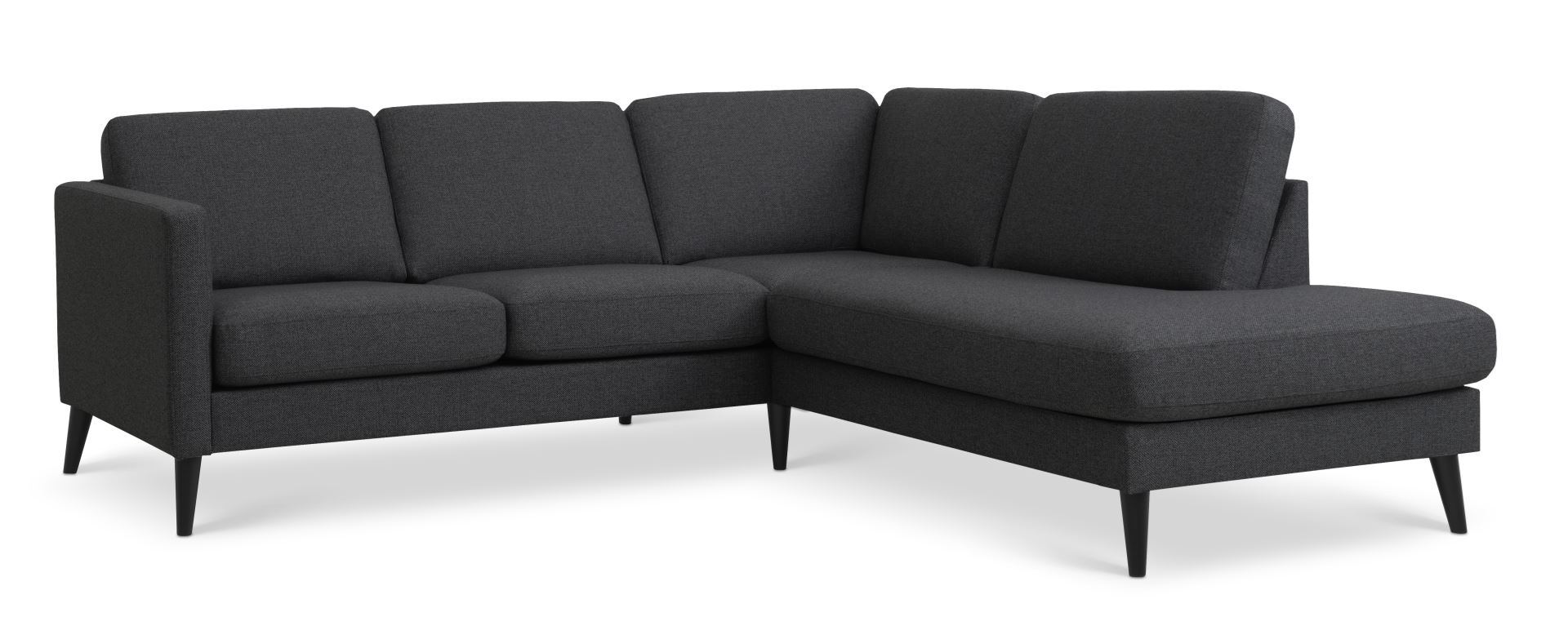 Ask Sæt 53 Lille Oe Sofa M Højre Chaiselong Antracitgrå Polyester Stof Og Sort Træ Fra Lexpo Living - 5715249015375