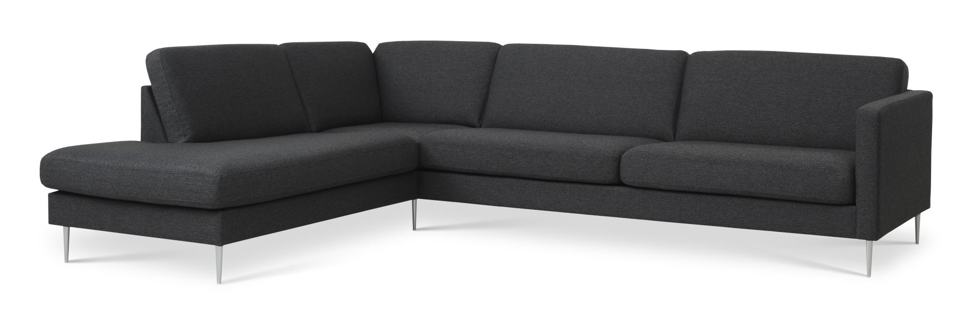 Ask Sæt 60 Stor Oe Sofa M Venstre Chaiselong Antracitgrå Polyester Stof Og Børstet Aluminium Fra Lexpo Living - 5715249016747