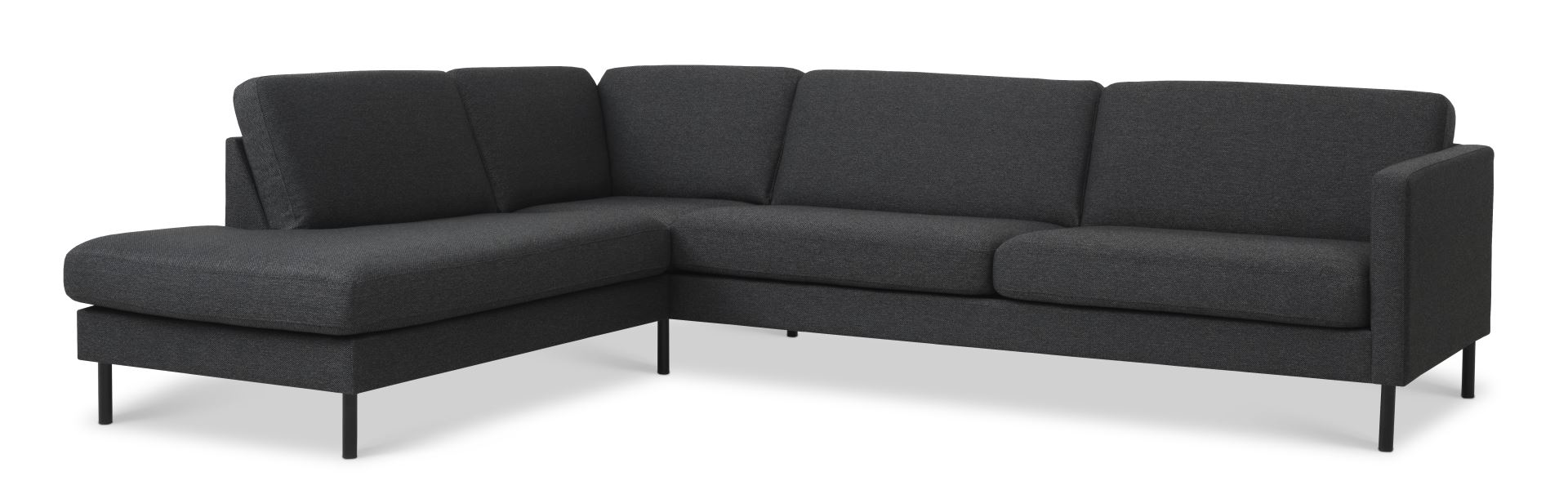 Ask Sæt 60 Stor Oe Sofa M Venstre Chaiselong Antrcitgrå Polyester Stof Og Sort Metal Fra Lexpo Living - 5715249016754