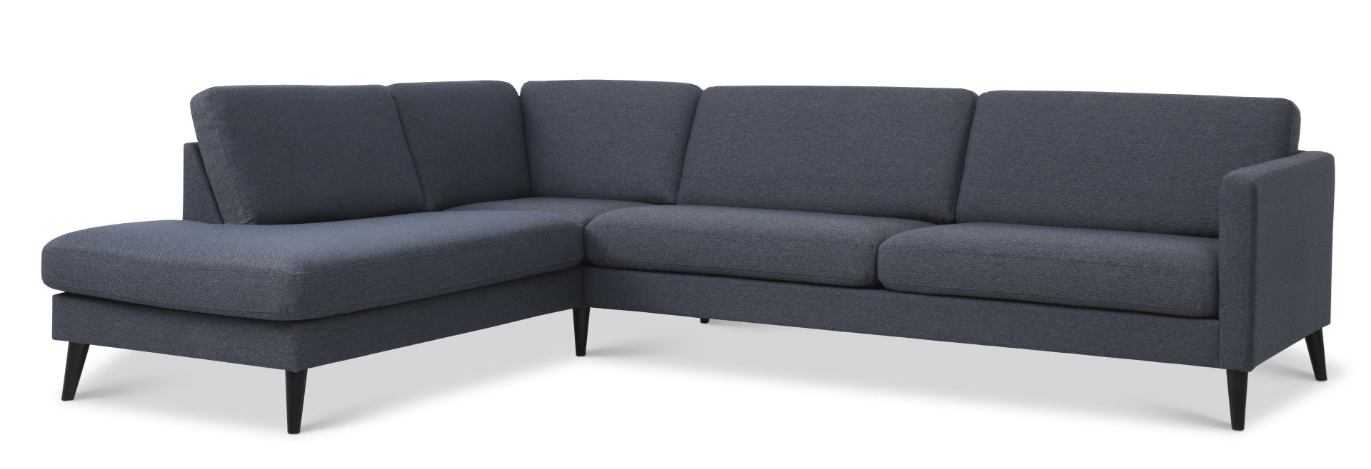 Ask Sæt 60 Stor Oe Sofa M Venstre Chaiselong Navy Blå Polyester Stof Og Sort Træ Fra Lexpo Living - 5715249016839