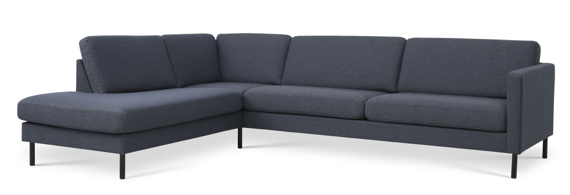 Ask Sæt 60 Stor Oe Sofa M Venstre Chaiselong Navy Blå Polyester Stof Og Sort Metal Fra Lexpo Living - 5715249016853