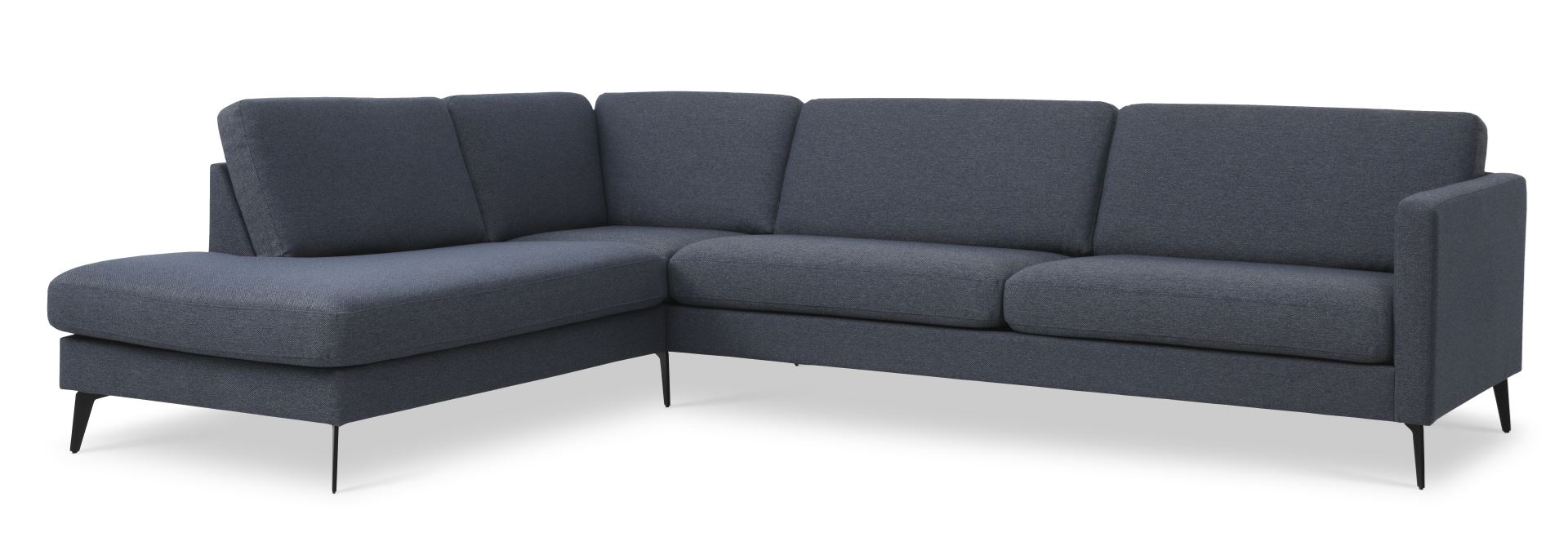Ask Sæt 60 Stor Oe Sofa M Venstre Chaiselong Navy Blå Polyester Stof Og Eiffel Ben Fra Lexpo Living - 5715249016860