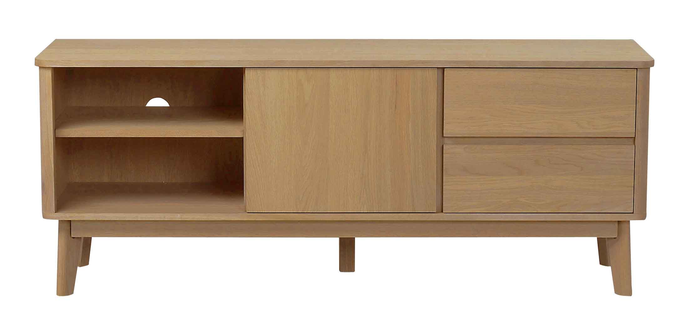 Rowico Yumi Tv Bord Lakeret Egetræ 2 Skuffer 1 Hylde 1 Låge Fra Rowico Home - 7340126516201