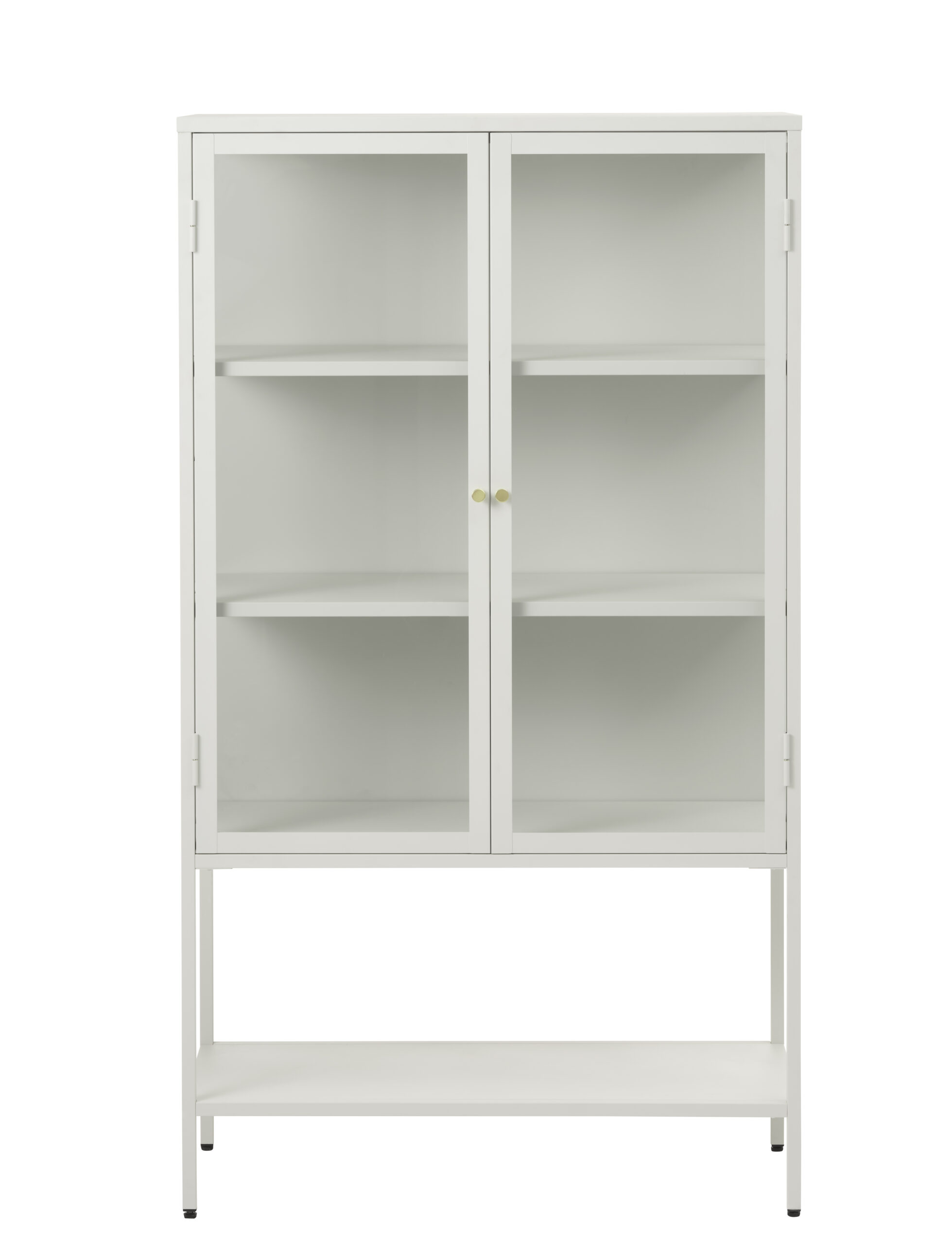 Carmel Skab Høje Ben M 2 Låger Og 3 Hylder Glas Og Greige Metal H 160 Fra Unique Furniture - 5704745135816