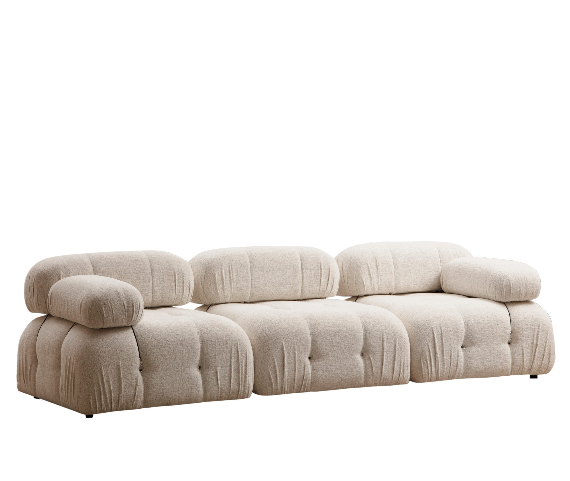 Bubble L1 O1 1r 3 Pers Sofa Creme Bouclette Polyester Og Mat Sort Plast Fra Nordvärk - 8683743023110