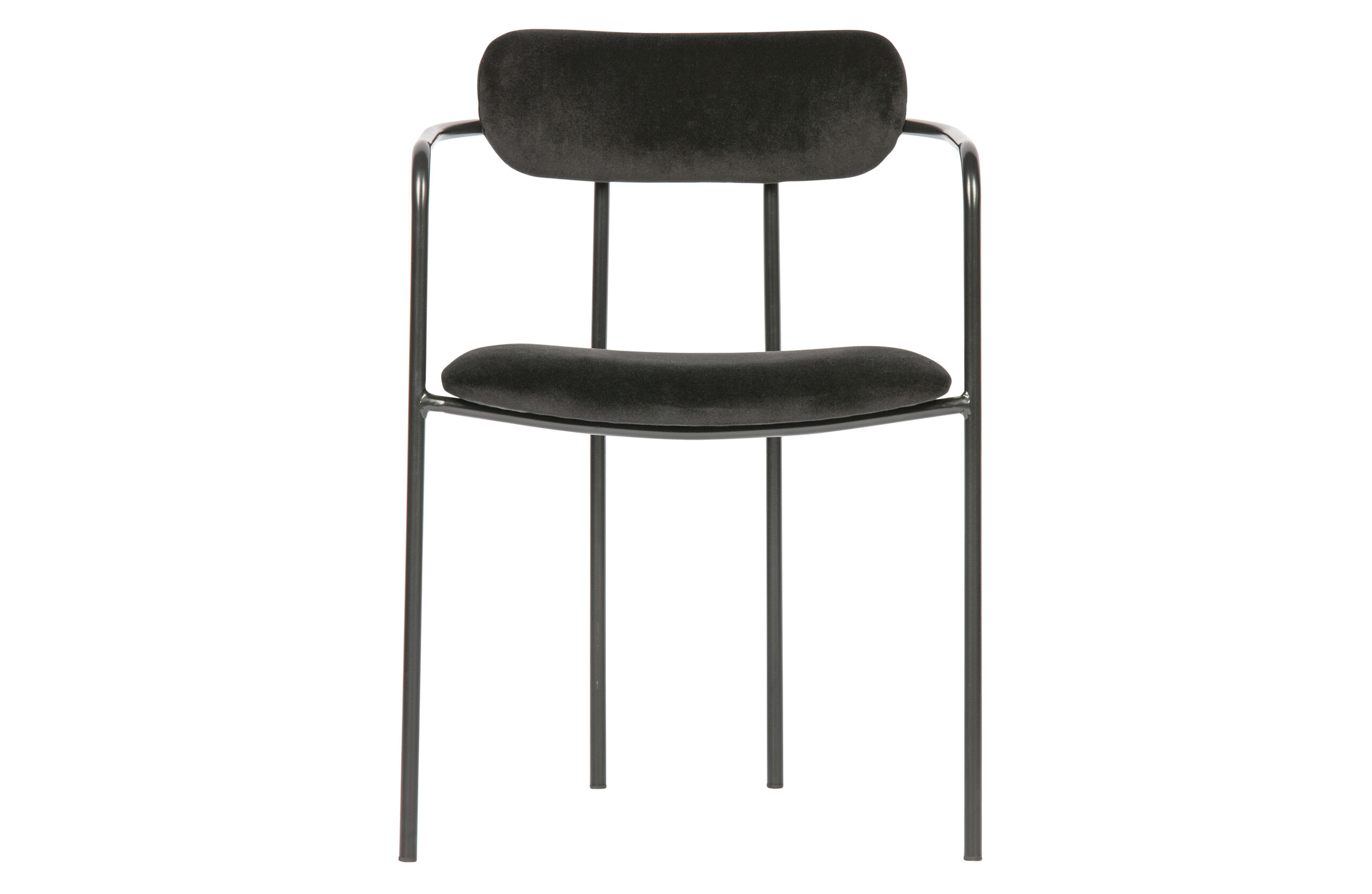 Woood Exclusive Ivy Spisebordsstol M Armlæn Stabelbar Sort Fløjl Polyester Og Sort Jern Fra Woood Exclusive - 8714713104475