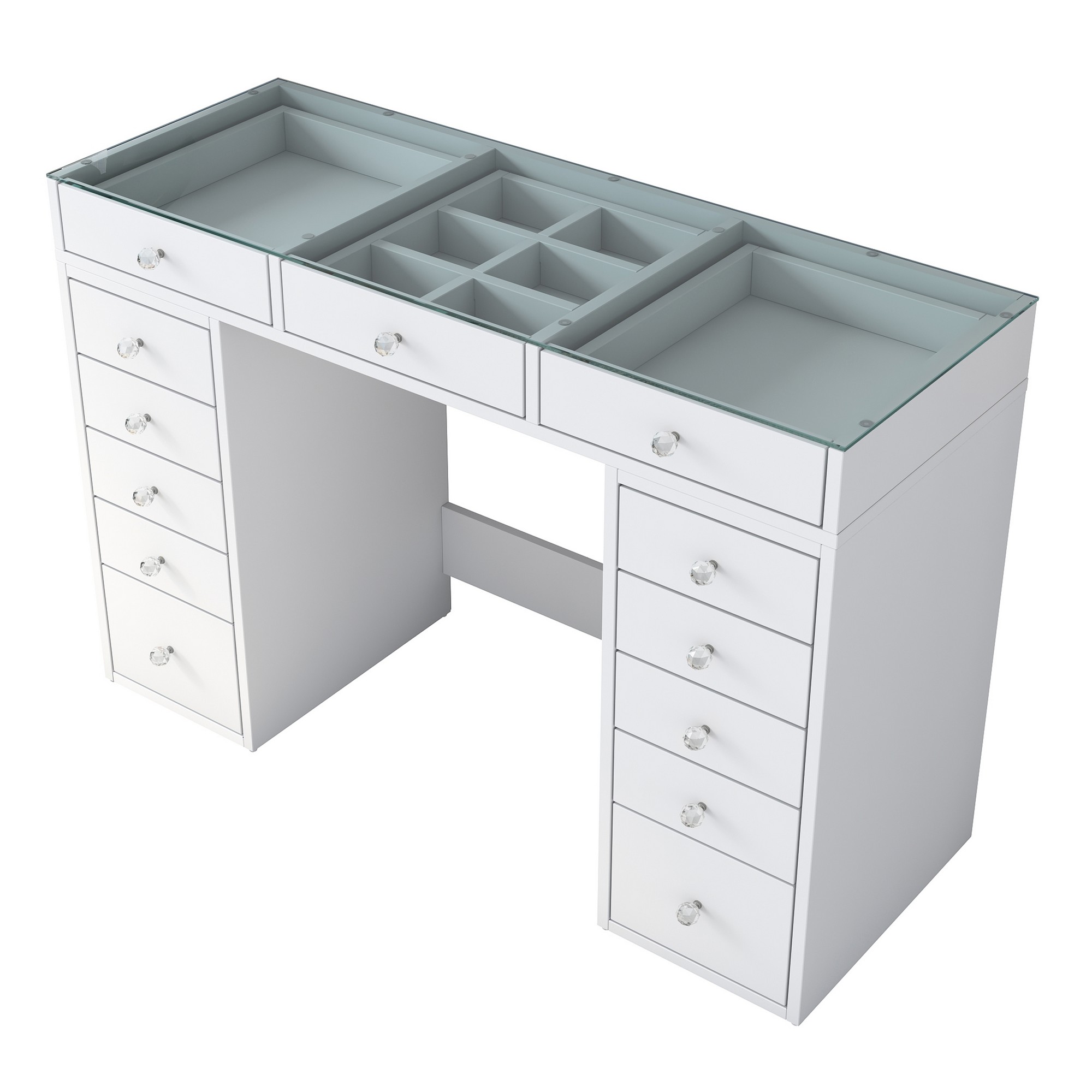 Bj105 Makeup Bord M 13 Skuffer Hvid Melamin 120x44 5 Fra Nordvärk - 8684282480686