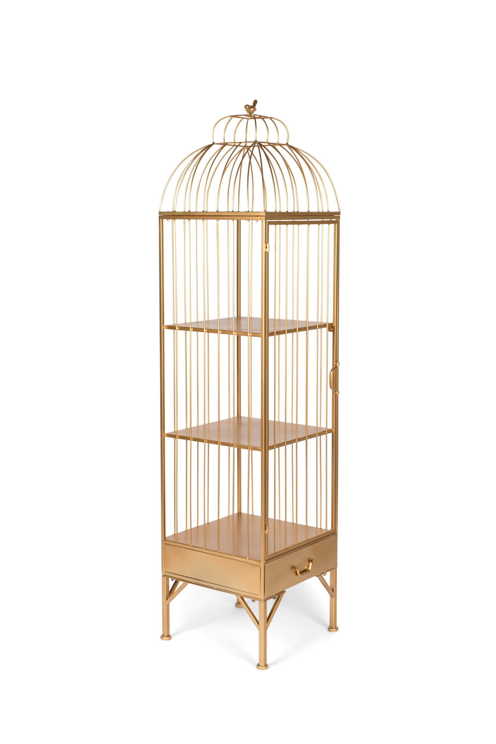 Bold Monkey Unlock Me Skab Fuglebur Design M 1 Låge 3 Hylder Og 1 Skuffe Messing Jern Fra Bold Monkey - 8718548053823