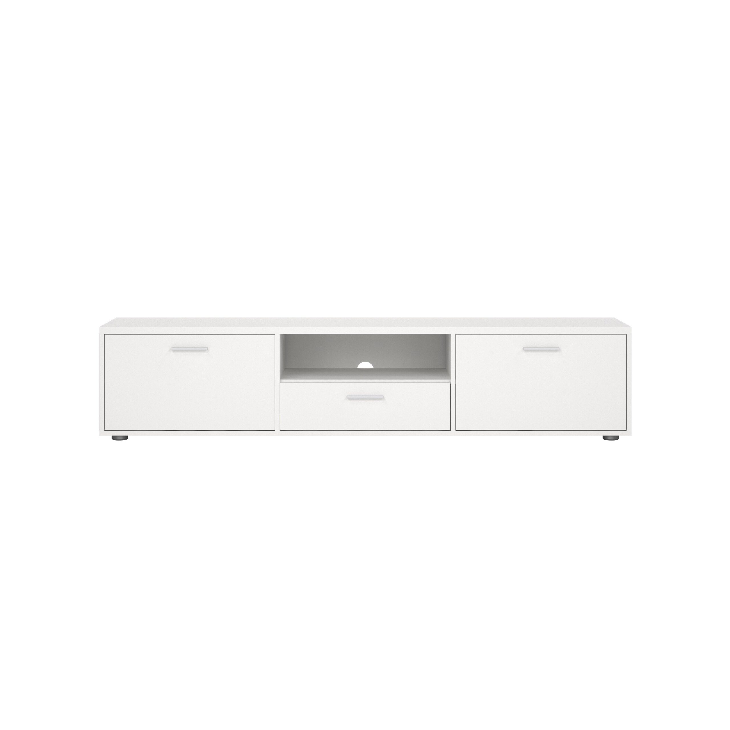 Tvilum Media Tv Bord M 2 Låger Og 1 Skuffe Hvid Folie Spånplade 177 2x39 8 Fra Tvilum - 5713035080538